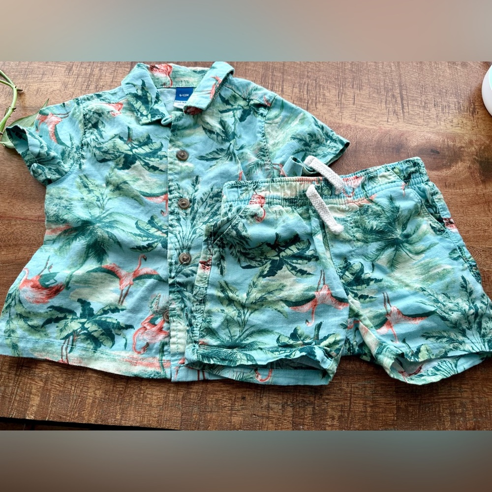 Old Navy 6-12 month flamingo set